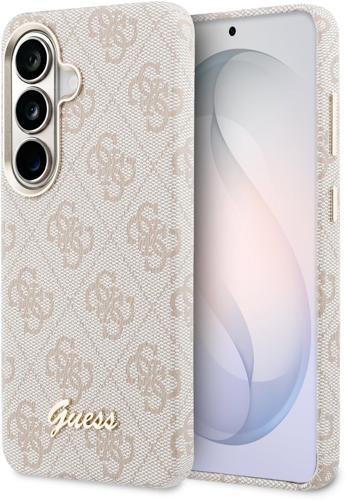 Guess PU 4G Script Metal Logo Magnetic Zadní Kryt pro Samsung Galaxy S26 Pink
