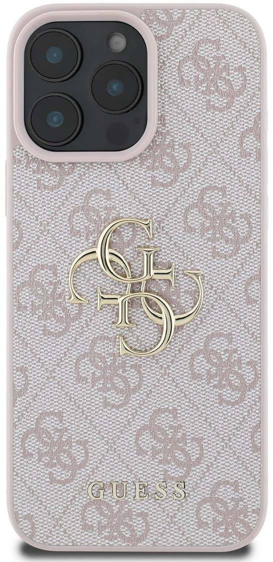 Guess PU 4G Metal Logo Zadní Kryt pro iPhone 16 Pro Pink