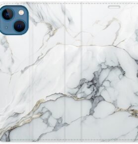 iSaprio flip pouzdro SilverMarble 15 pro iPhone 13