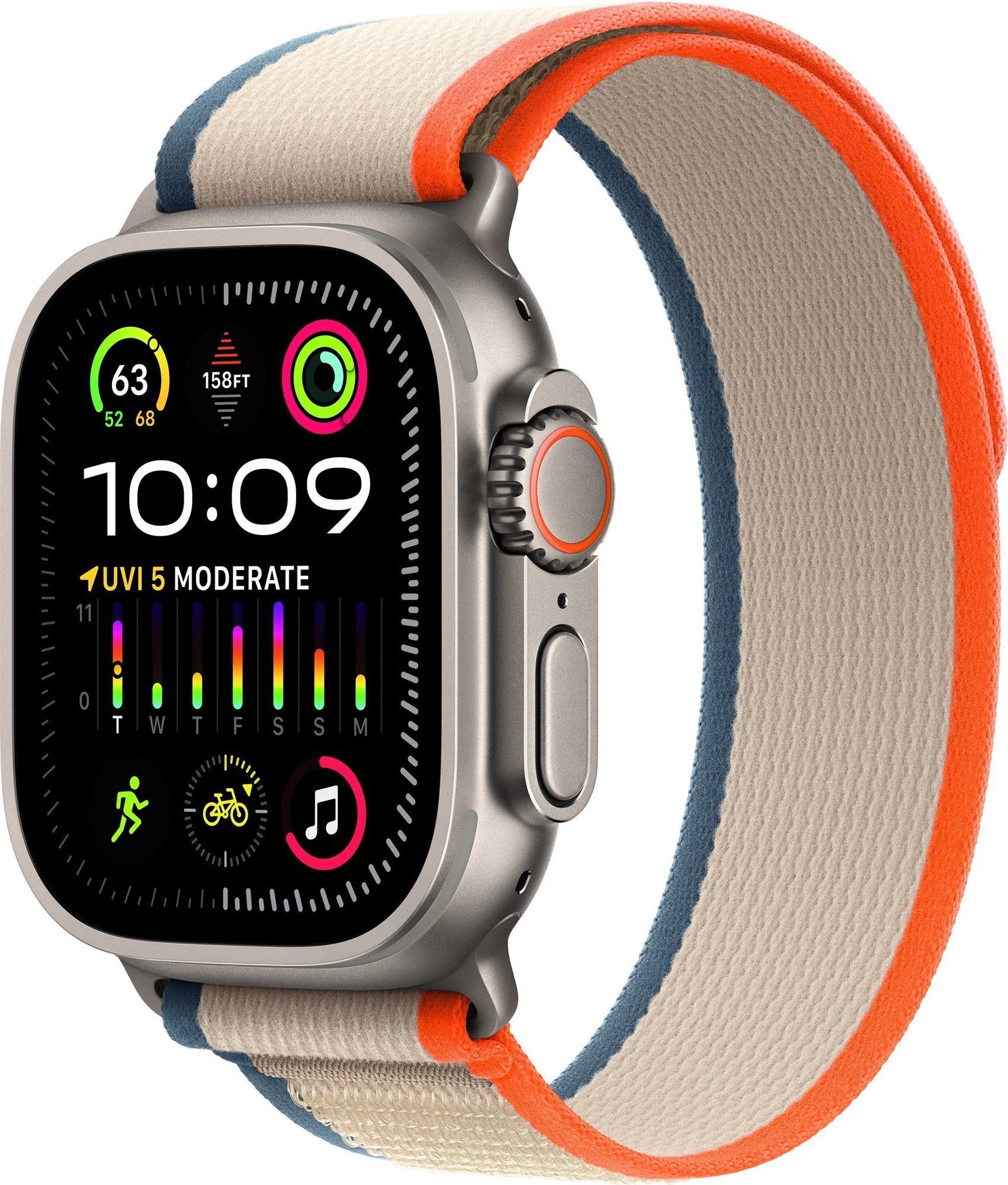 Apple Watch Ultra 2 49mm titanové pouzdro s oranžovo-béžovým trailovým tahem - M/L