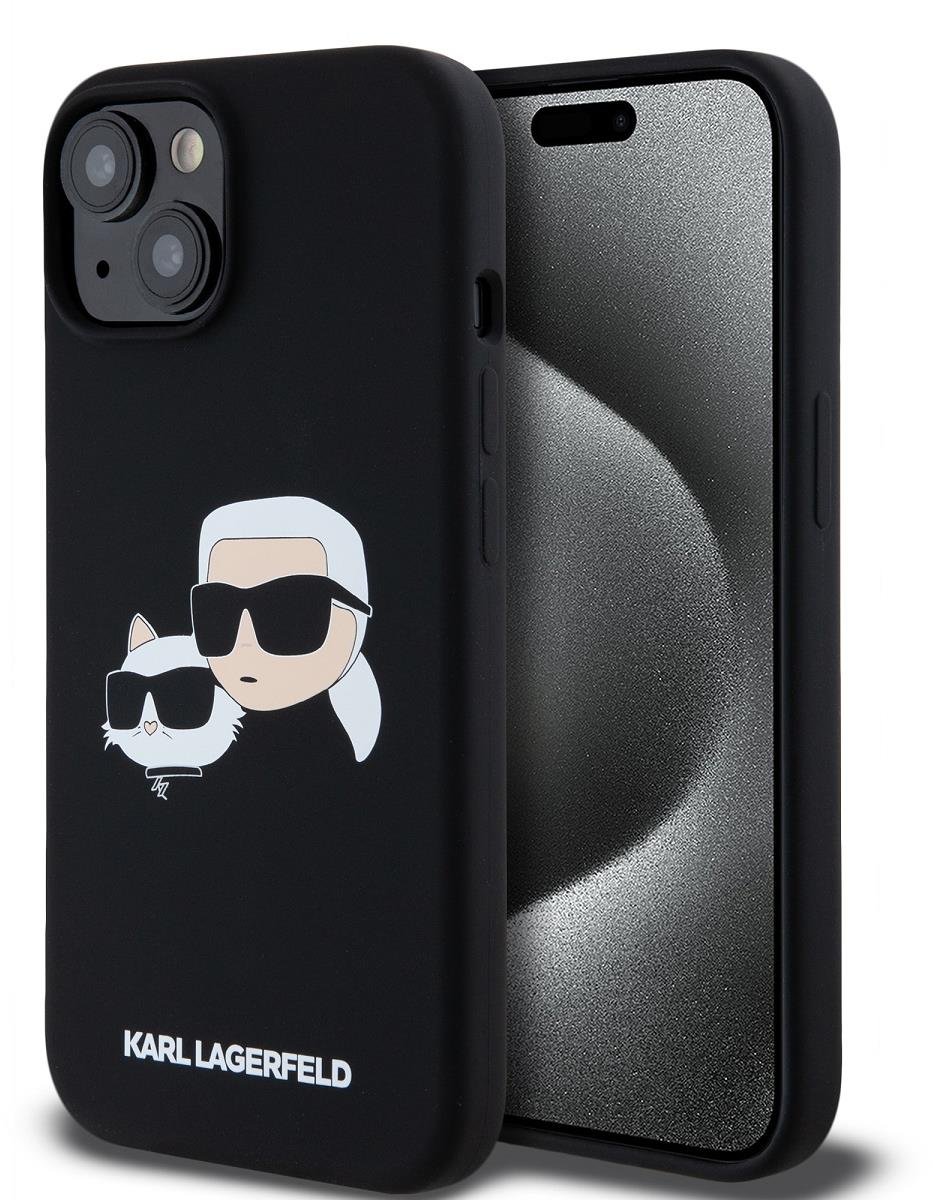 Karl Lagerfeld Liquid Silicone Double Heads MagSafe Zadní Kryt pro iPhone 15 Pro Max Black