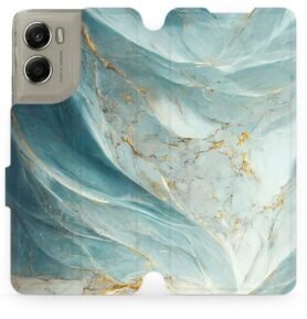 Mobiwear Flip pouzdro pro Motorola Edge 70 zelenkavý mramor