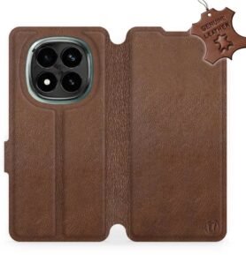 Mobiwear kožené flip knížkové pro Xiaomi Redmi Note 14 Pro Plus 5G - Hnědé