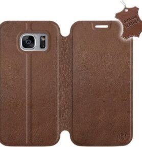 Flip pouzdro na mobil Samsung Galaxy S7 Edge - Hnědé - kožené -  Brown Leather