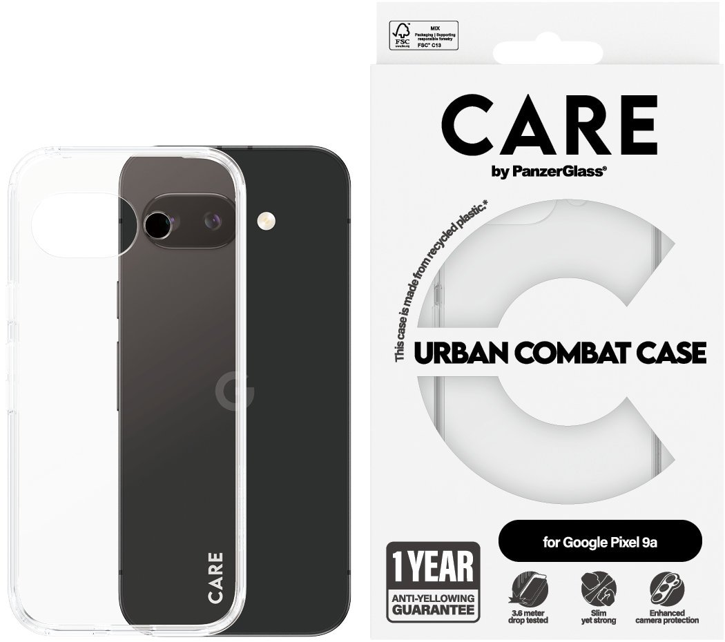 PanzerGlass CARE kryt Google Pixel 9a Urban Combat čirý