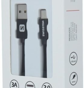 Swissten textilní datový kabel USB-C 2m černý