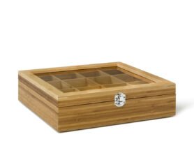 Bredemeijer Krabička na čaj, 12 přihrádek s okénkem, tmavá