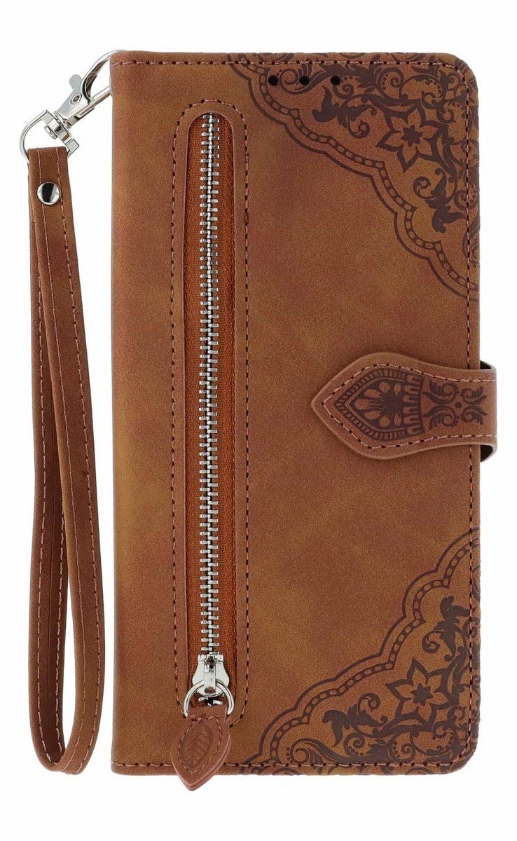 TopQ Pouzdro Xiaomi Redmi Note 14 Pro knížkové se zipem hnědé 136781