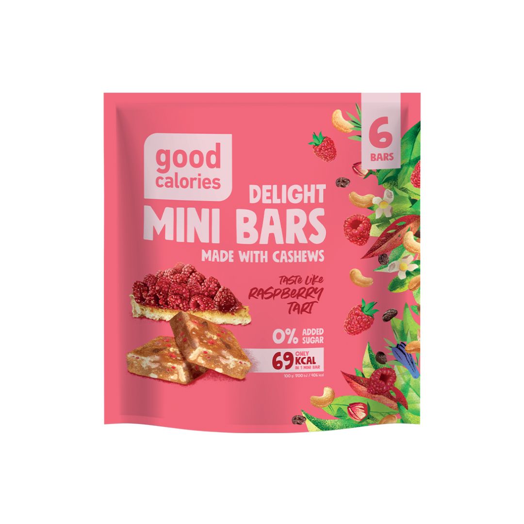 Good calories Mini kousky s kešu s příchutí malinového dortu 102 g