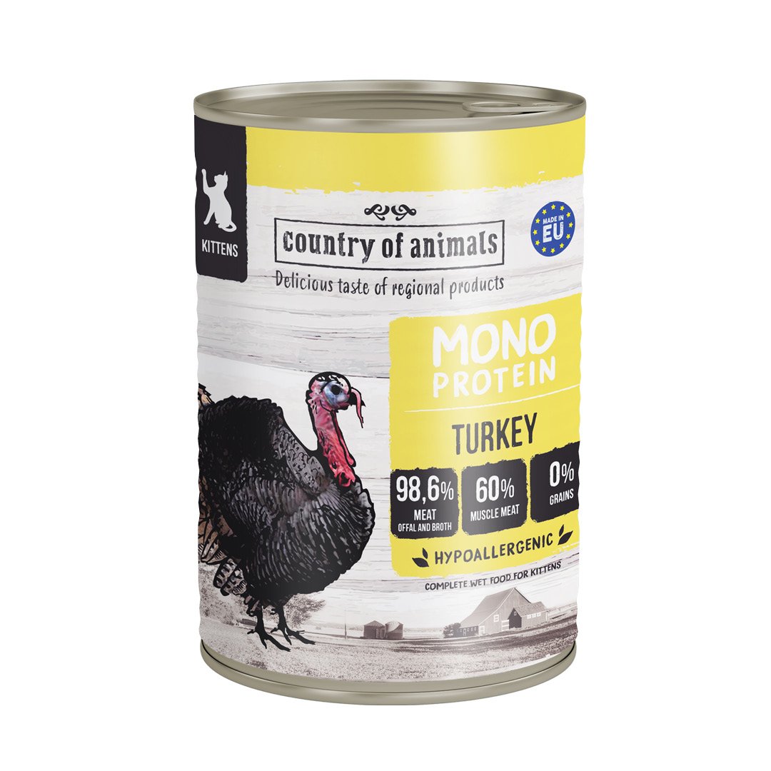 Country of Animals - Monoprotein krůtí 400 g (pro koťata)