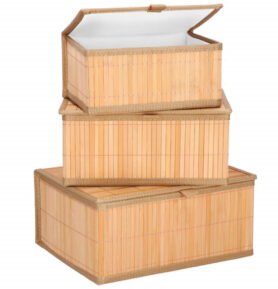 SPRINGOS Bambusový úložný box BAMBOO sada 3 ks