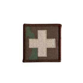 Nášivka zdravotník KŘÍŽ velcro KHAKI-OCP okraj HNĚDÝ