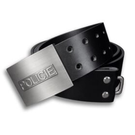Opasek kožený přezka POLICIE 45 mm vojenský ČERNÝ vel. 110