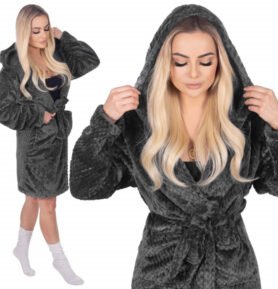 Dámský župan L/XL SPRINGOS BLISS tmavě šedý