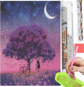 SPRINGOS Diamantové malování 40x30 cm ART Noční strom