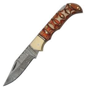 Nůž zavírací DAMASCUS TWISTED dřevěná rukojeť