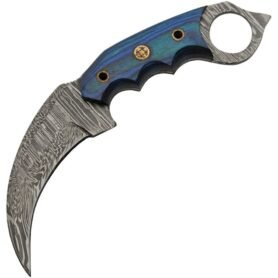 Damascus Knives nůž TALON Karambit MODRÝ