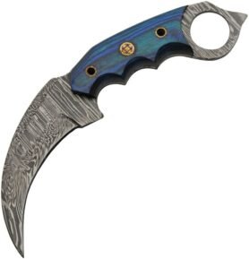 Damascus Knives nůž TALON Karambit MODRÝ
