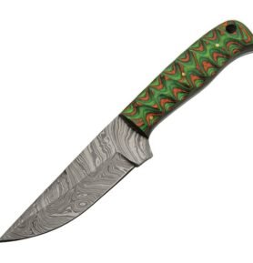 Damascus Knives nůž s pevnou čepelí HUNTER GREEN damašek