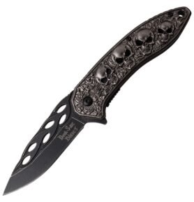 Nůž zavíracÍ LEBKA hladké ostří ŠEDÝ