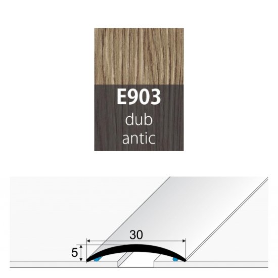 Přechodová lišta 30 mm oblá samolepící E903 dub antic