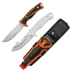 Elk Ridge nože s pevnou čepelí HUNTING COMBO 2 kusy ORANŽOVÉ