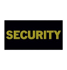 MILITARY RANGE nášivka SECURITY se ŽLUTOU nití 10 x 22 cm VELCRO