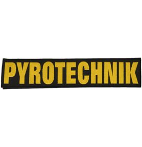 NAVYS nášivka PYROTECHNIK velká ČERNÁ se žlutou nití VELCRO