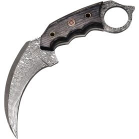 FH Knives nůž FH Karambit damašková ocel s pouzdrem ČERNÝ