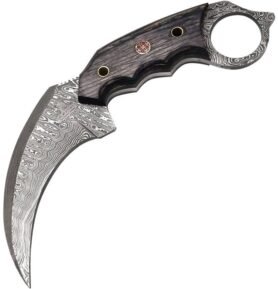 FH Knives nůž FH Karambit damašková ocel s pouzdrem ČERNÝ