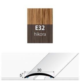 Přechodová lišta 30 mm oblá samolepící E32 hikora