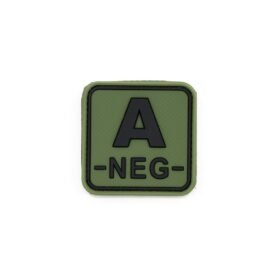 JACKETS TO GO nášivka krevní skupina A- NEG plast velcro ZELENÁ