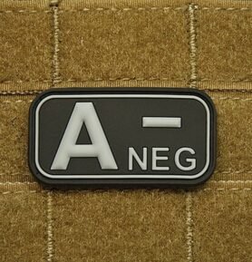 Nášivka KREV A NEG plast ČERNÁ SWAT