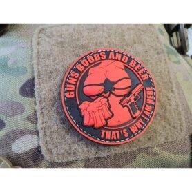 JACKETS TO GO nášivka GUNS BOOBS AND BEER velcro plast ČERNÁ/ČERVENÁ
