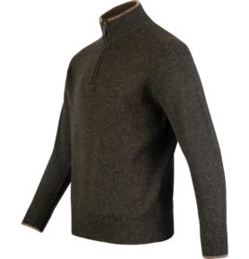 Svetr ASHCOMBE se zipem jehněčí vlna DARK OLIVE vel. M