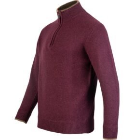 Svetr ASHCOMBE se zipem jehněčí vlna PLUM vel. XL