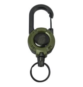 KOMBAT klíčenka HEAVY DUTY s navijákem a karabinou ZELENÁ