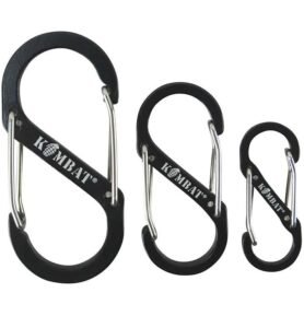 KOMBAT karabiny S set 3 velikosti ČERNÉ