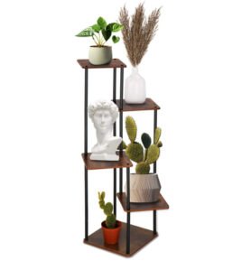 Kovový stojan na květiny 106 cm SPRINGOS FLORAE tmavě hnědý