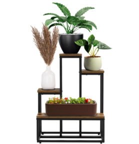 Kovový stojan na květiny 67 cm SPRINGOS GA0210 tmavě hnědý