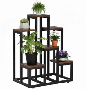 Kovový stojan na květiny 67,5 cm SPRINGOS GA0220 tmavě hnědý