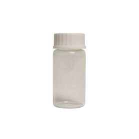Lahvička skleněná 20 ml s plastovým bílým víčkem