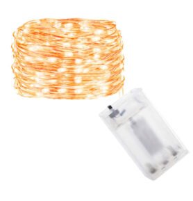 LED řetěz Nano - 5m, 50LED, 3xAA, teplá bílá