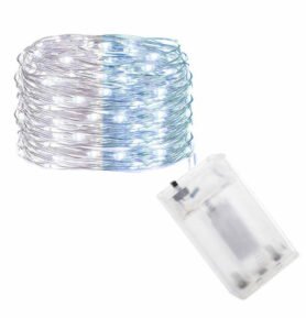 LED řetěz Nano Duo - 10m, 100LED, 3xAA, bílá/modrá