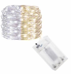 LED řetěz Nano Duo - 10m, 100LED, 3xAA, bílá/žlutá
