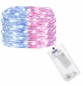 LED řetěz Nano Duo - 2m, 20LED, 2xAA, modrá/růžová