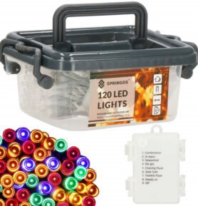 LED světelný řetěz - 9m, 120LED, 8-funkcí, 3xAA, IP44, multicolor