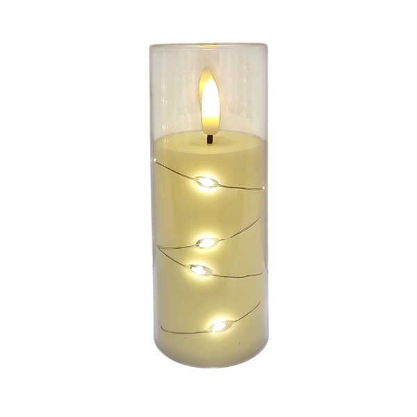 LED zdobená svíčka 125x55 mm