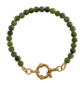Náramek ze zeleného jadeitu s karabinkou