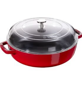 Staub Litinový kastrol se skleněnou poklicí Braiser, 24 cm, višňový 12722406
